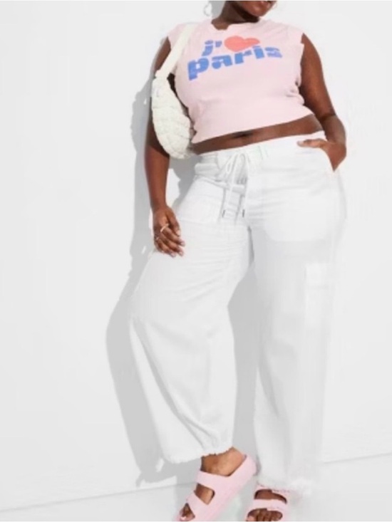 wild fable Pants - wild fable Relaxed White Drawstring Cargo Joggers NWT 3X